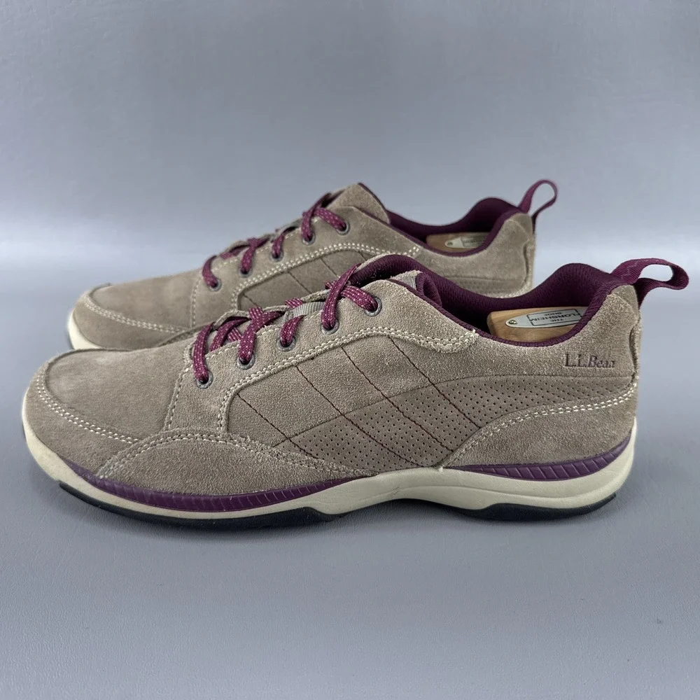 LL Bean Beansport Shoes Womens Size 10 Brown Suede Leather Athletic Hiking Trail